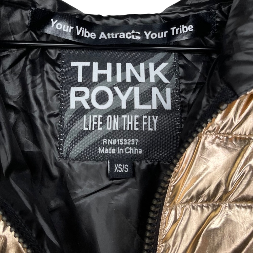 THINK ROYLN Heroine Quilted Down Filled Poncho in Rose Gold Metallic - Picture 14 of 15